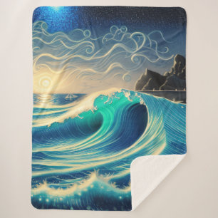 Cobertor Sherpa O esplendor de uma onda azul