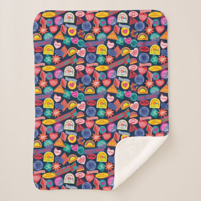 Cobertor Sherpa O Esquadrão Suicida | Padrão de Crachá de Harley Q (Frente)