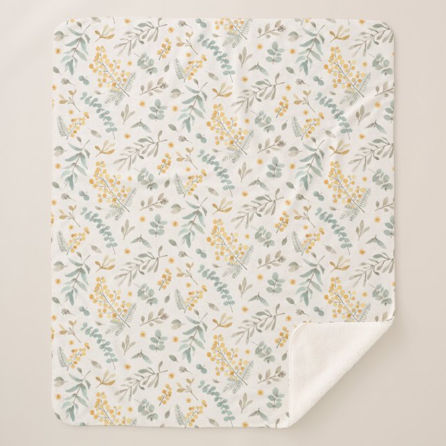 Cobertor Sherpa O eucalipto australiano amarelo do wattle sae do (Frente)