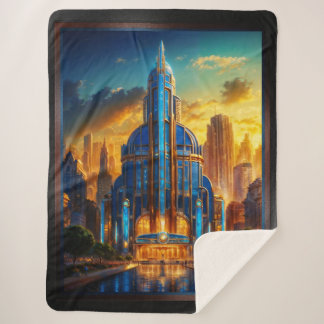 Cobertor Sherpa O Grande Pavilhão da Praça Azul Art Déco por Xzend