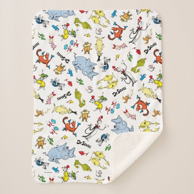 Cobertor Sherpa O Mundo do Dr. Seuss Pattern (Frente)