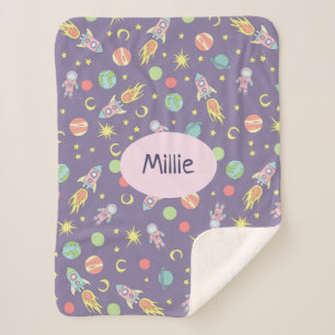 Cobertor Sherpa O padrão e o nome da garota de espaço para entrega