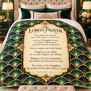 Cobertor Sherpa O Pai Nosso Esmeralda Verde Ouro Art Déco