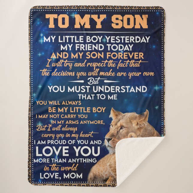 Cobertor Sherpa O Pequeno Rapaz Ontem Amigo De Hoje Lion Mãe Para  (Frente)