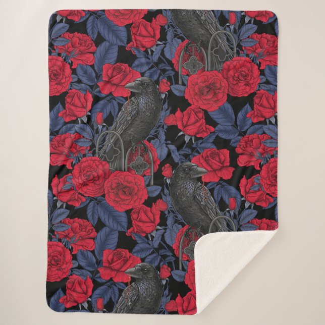 Cobertor Sherpa O segredo do Raven. Ilustração gótica escura e san (Frente)