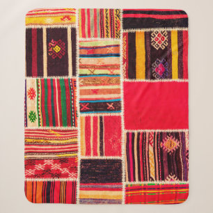 Cobertor Sherpa O tapete turco é feito à mão. Patches