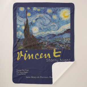Cobertor Sherpa Obra-Prima Vintage Azul Noite Estrelada de Van Gog