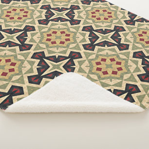 Cobertor Sherpa Ochre Mostard Amarelo-oliva Verde Arte Tribal Negr