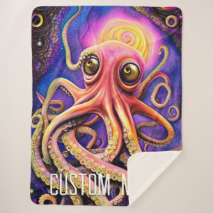 Cobertor Sherpa Octopus Ocean Sea Squid Animal Aquático