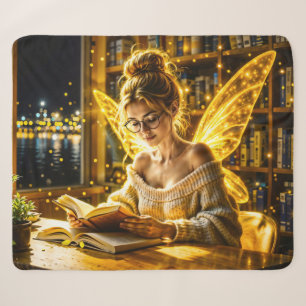 Cobertor Sherpa Óculos e livros da fada de sonho