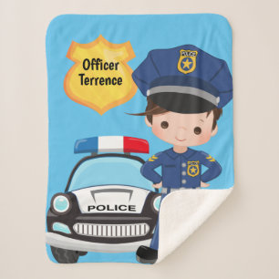 Cobertor Sherpa Oficial de Polícia de Meninos Personalizados Sher