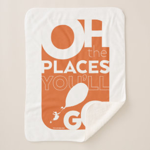 Cobertor Sherpa Oh, Os Lugares Que Você Vai! Tipegrafia Laranja