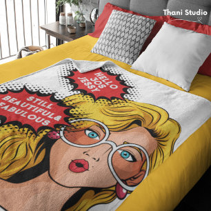 Cobertor Sherpa Olá, 30s Mulher Vintage Retro 90s Diversão Anivers