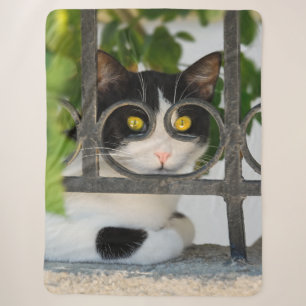 Cobertor Sherpa Olhos de Gato Curiosos com Óculos Foto Engraçada