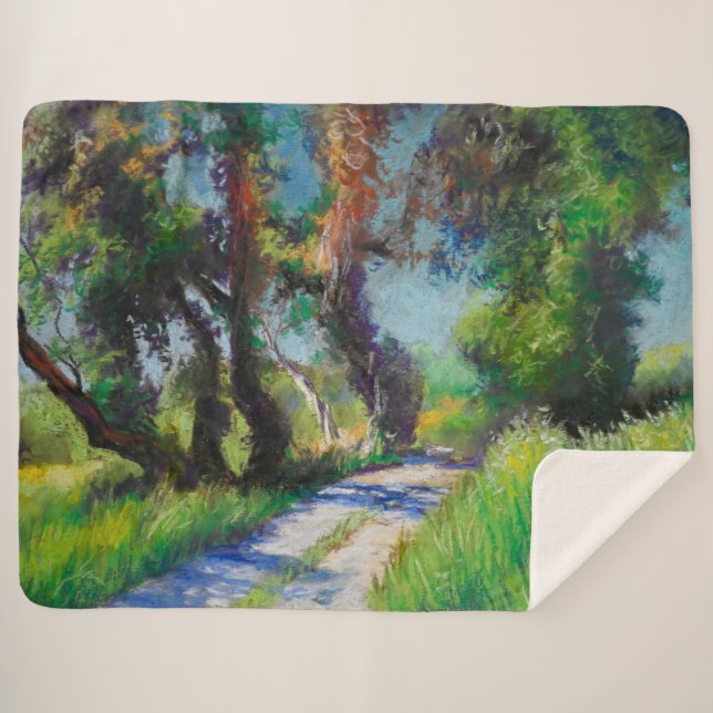 Cobertor Sherpa Oliveiral Iluminada pelo Sol Paisagem Pastel (Frente (Horizontal))