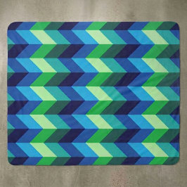 Cobertor Sherpa Ombre Azul Verde Chevron Médio