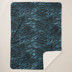 Cobertor Sherpa Ombro de impressão azul-zebra negra