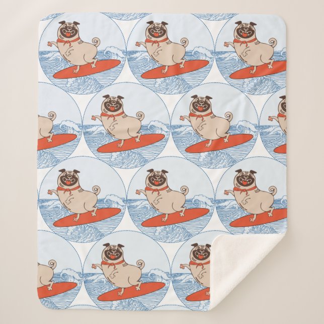 Cobertor Sherpa Onda cavalgando cachorro feliz na banda do cacheco (Frente)