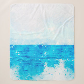 Cobertor Sherpa Onda colorida abstrata mar oceano água, aquarela
