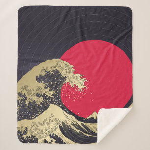 Cobertor Sherpa "Onda Excelente de kanagawa". Hokusai, onda japone