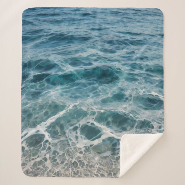 Cobertor Sherpa Ondas do Oceano (Frente)