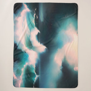 Cobertor Sherpa Ondas do oceano azul bonito pintura