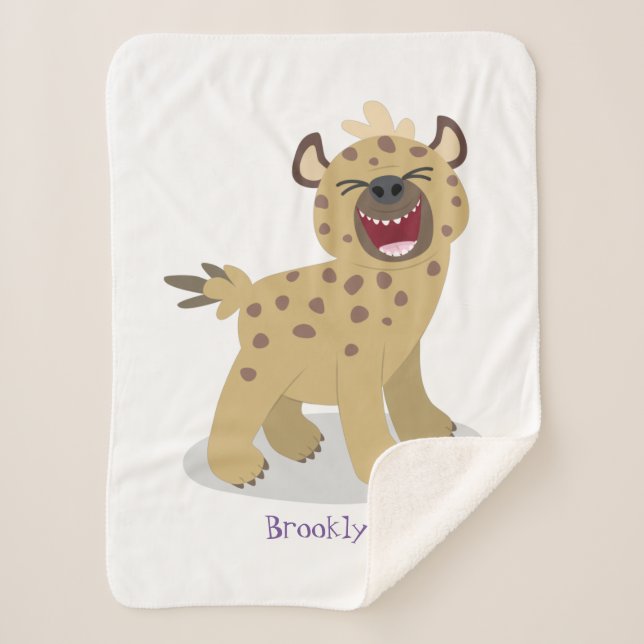 Cobertor Sherpa Óptica hiena engraçada rindo ilustração de desenho (Frente)