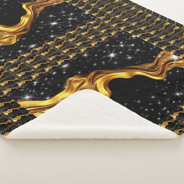 Cobertor Sherpa Opulent Galaxy Stream Liquid Gold Black Monochrome (3/4)