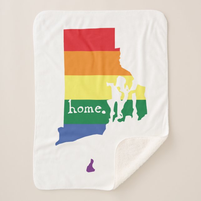 Cobertor Sherpa Orgulho gay| Rhode Island (Frente)