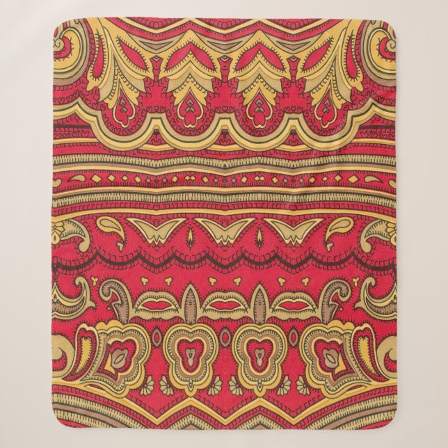 Cobertor Sherpa Oriental decor closeup. (Frente)