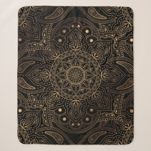 Cobertor Sherpa Oriental Mandala, Padrão de Vintage de Luxo.
