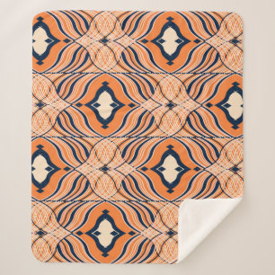 Cobertor Sherpa Oriental Sem Costura: Ornamento Laranja Negro