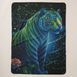 Cobertor Sherpa Ornamentado Green Tiger