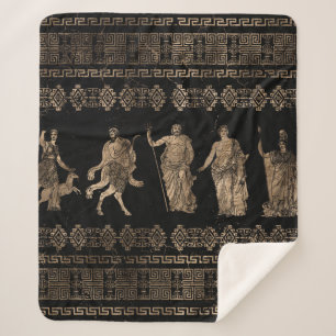 Cobertor Sherpa Ornamento-chave de Deidades Gregas e Meander
