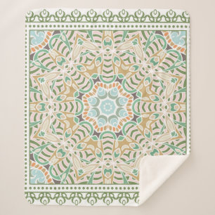 Cobertor Sherpa Ornamento colorido decorativo sobre fundo branco,