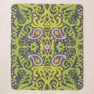 Cobertor Sherpa ornamento paisley oriental; flo decorativo sem cos