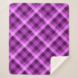Cobertor Sherpa Orquídea Elegante Xadrez Roxa Média Sherpa Blanket