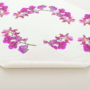 Cobertor Sherpa Orquídeas sobre fundo leve Grande Sherpa Blanket