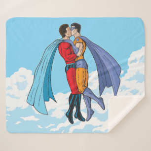 Cobertor Sherpa Os dois super-heróis do SlipperyJoe beijando o car