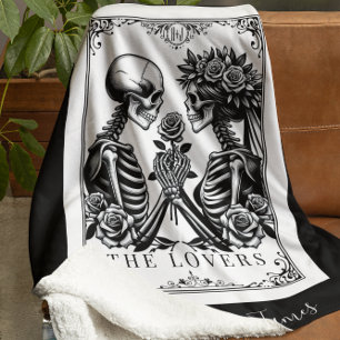 Cobertor Sherpa Os Skeletons dos Tarot Card dos Amantes Casamento