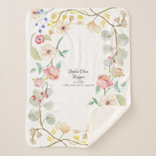 Cobertor Sherpa Os Stats do nascimento do bebé coram arte floral