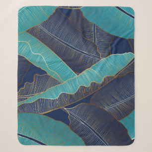 Cobertor Sherpa Ouro Banana Leaf: Padrão De Luxo.