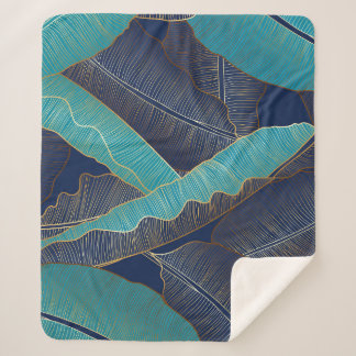 Cobertor Sherpa Ouro Banana Leaf: Padrão De Luxo.