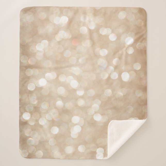 Cobertor Sherpa Ouro brilhante, fundo de Natal desfocado. (Frente)