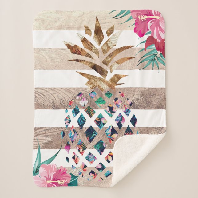 Cobertor Sherpa Ouro de abacaxi em grão (Frente)