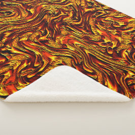 Cobertor Sherpa Ouro e textura vermelha vívida