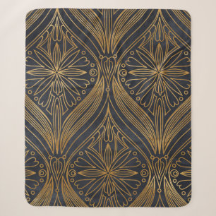 Cobertor Sherpa Ouro elegante em cor damasco preta