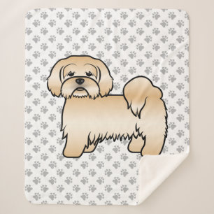 Cobertor Sherpa Ouro Lhasa Apso - Ilustração De Cachorro De Cartoo