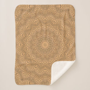 Cobertor Sherpa Ouro mandala. "Ouro Areia".