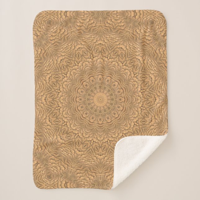 Cobertor Sherpa Ouro mandala. "Ouro Areia". (Frente)